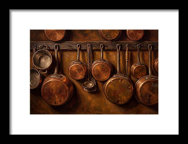 Hanging Copper Pots In A Rustic Kitchen