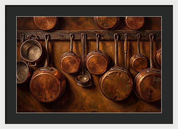 Hanging Copper Pots In A Rustic Kitchen