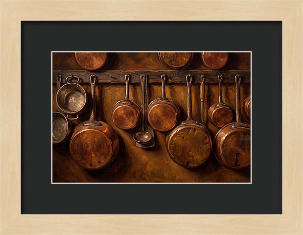 Hanging Copper Pots In A Rustic Kitchen