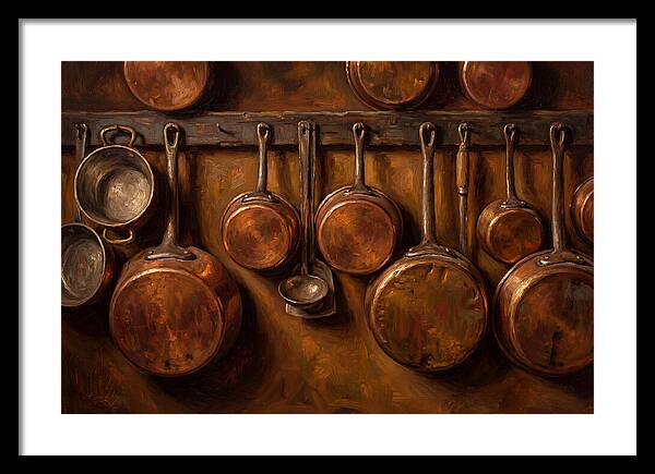 Hanging Copper Pots In A Rustic Kitchen
