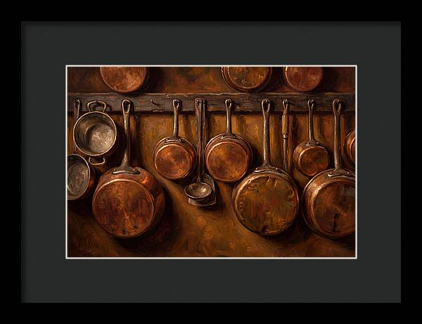 Hanging Copper Pots In A Rustic Kitchen