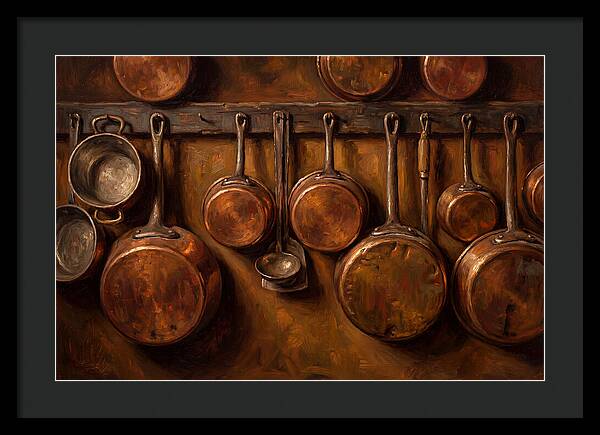 Hanging Copper Pots In A Rustic Kitchen