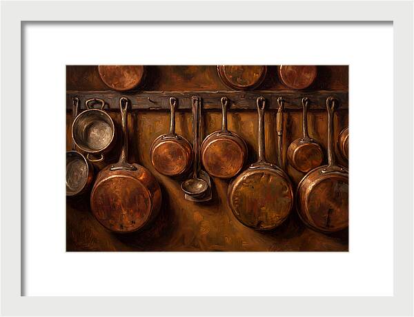 Hanging Copper Pots In A Rustic Kitchen