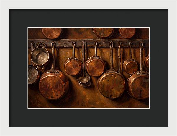 Hanging Copper Pots In A Rustic Kitchen