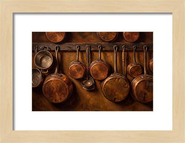 Hanging Copper Pots In A Rustic Kitchen