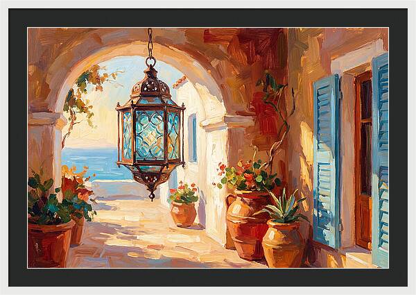 Hanging Lantern In Mediterranean Light