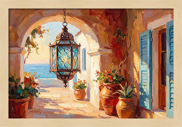 Hanging Lantern In Mediterranean Light