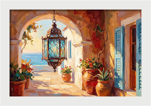 Hanging Lantern In Mediterranean Light