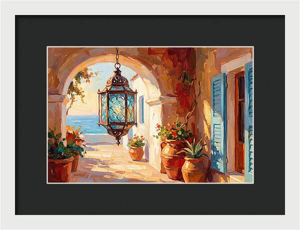 Hanging Lantern In Mediterranean Light