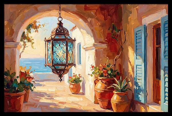 Hanging Lantern In Mediterranean Light
