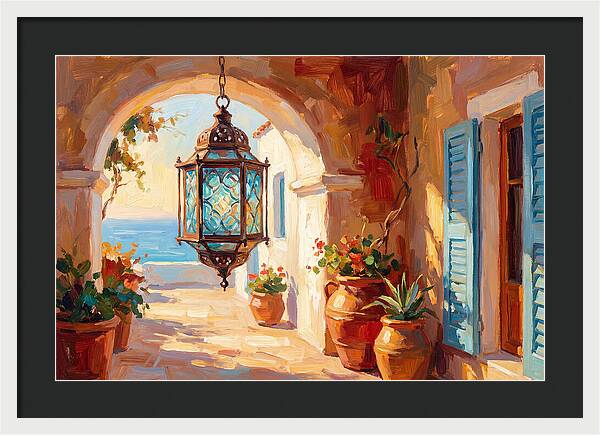 Hanging Lantern In Mediterranean Light