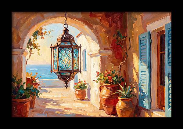 Hanging Lantern In Mediterranean Light