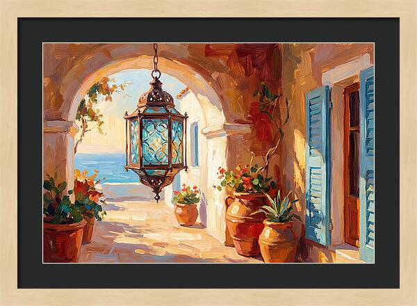Hanging Lantern In Mediterranean Light
