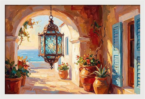 Hanging Lantern In Mediterranean Light