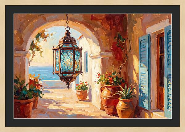 Hanging Lantern In Mediterranean Light