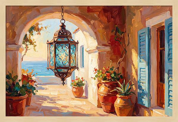 Hanging Lantern In Mediterranean Light