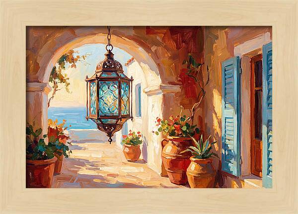 Hanging Lantern In Mediterranean Light