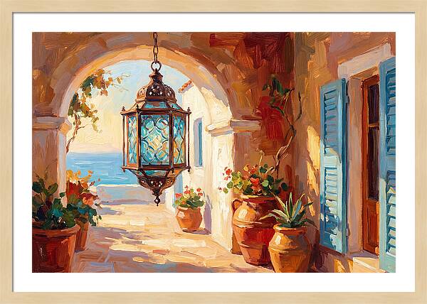 Hanging Lantern In Mediterranean Light