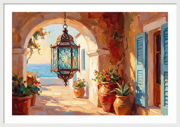 Hanging Lantern In Mediterranean Light