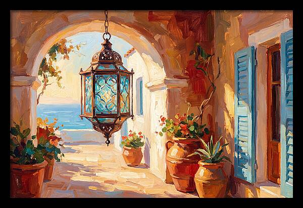 Hanging Lantern In Mediterranean Light