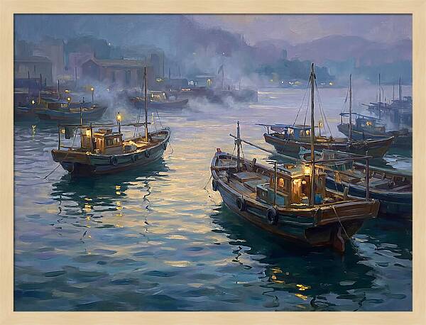 Harbor Boats At Dusk