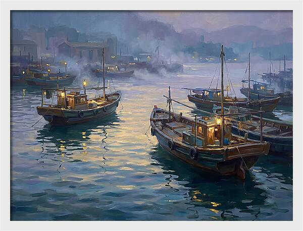 Harbor Boats At Dusk