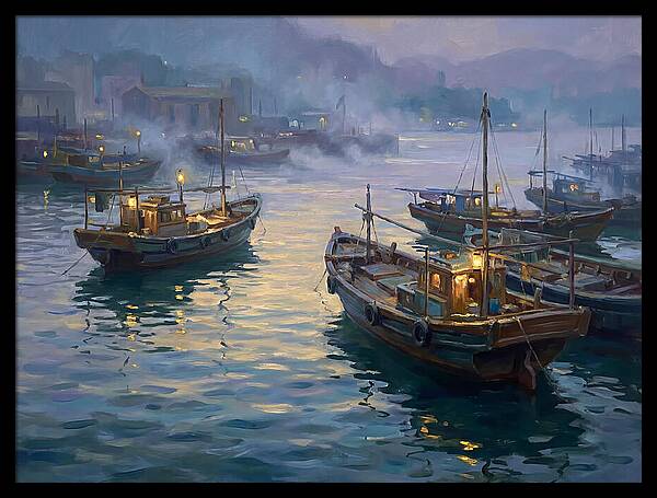 Harbor Boats At Dusk