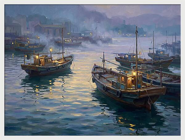 Harbor Boats At Dusk