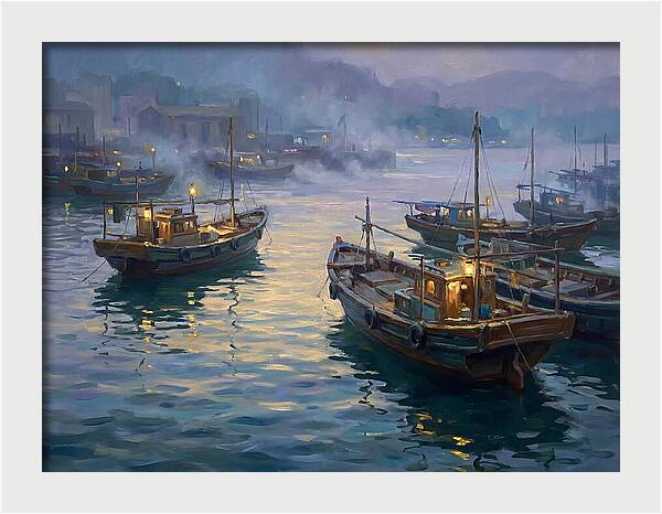 Harbor Boats At Dusk