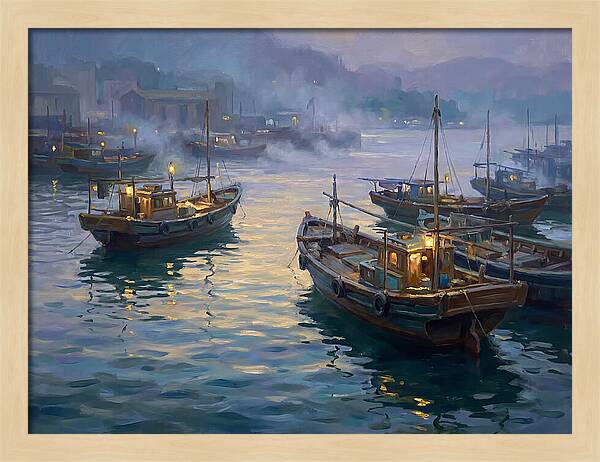 Harbor Boats At Dusk