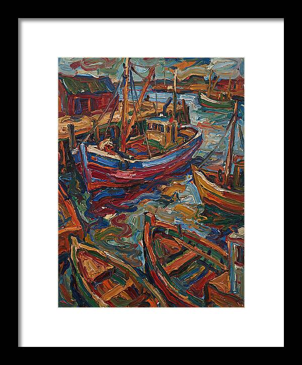 Harbor Boats In Expressionist Style