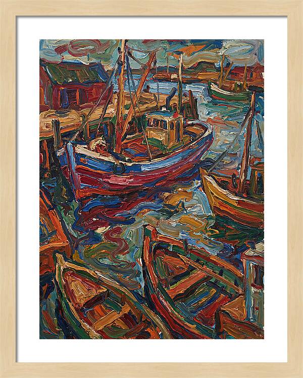 Harbor Boats In Expressionist Style