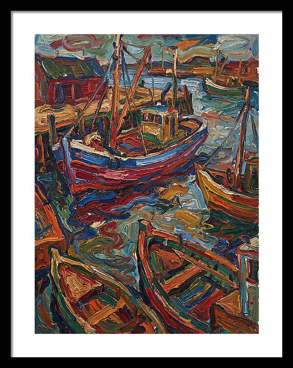 Harbor Boats In Expressionist Style