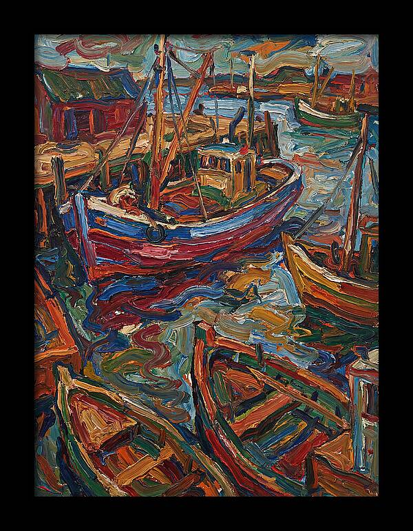 Harbor Boats In Expressionist Style
