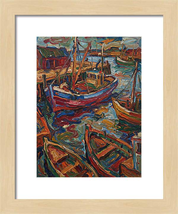 Harbor Boats In Expressionist Style