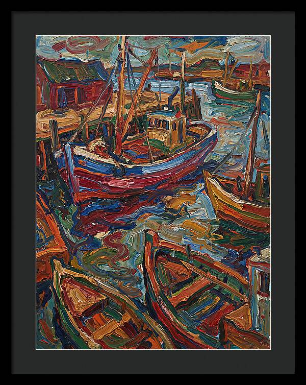 Harbor Boats In Expressionist Style