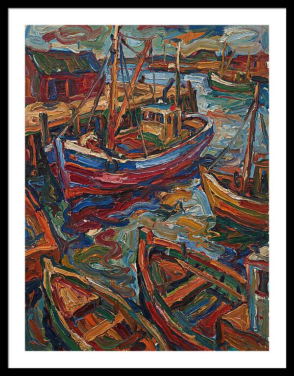 Harbor Boats In Expressionist Style
