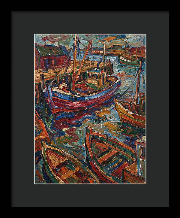 Harbor Boats In Expressionist Style