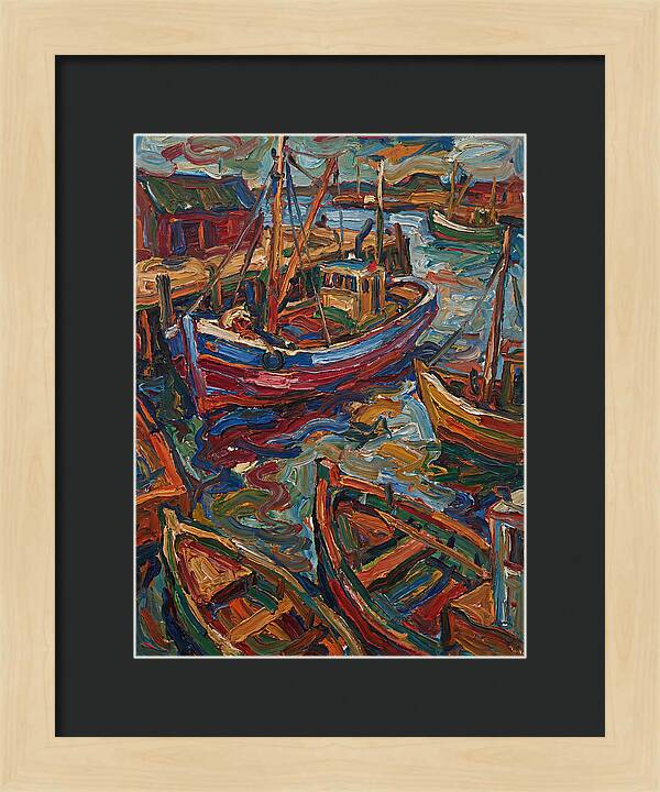 Harbor Boats In Expressionist Style