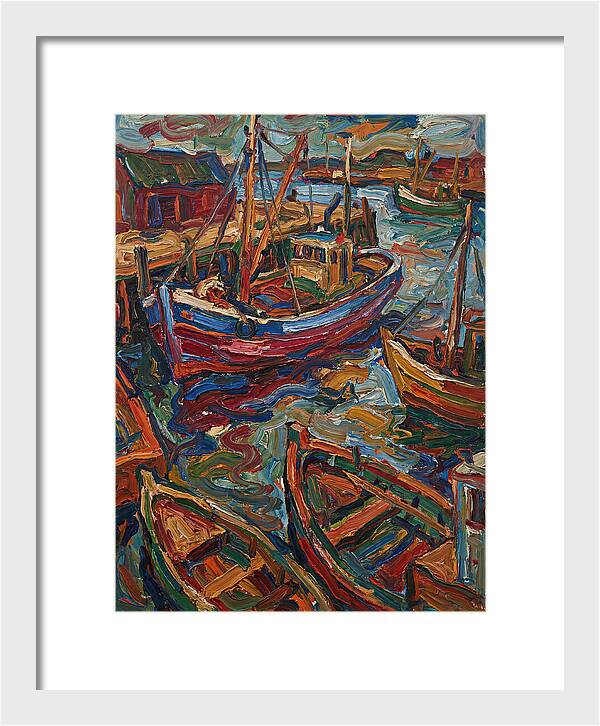 Harbor Boats In Expressionist Style