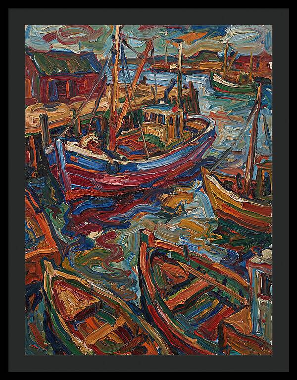 Harbor Boats In Expressionist Style
