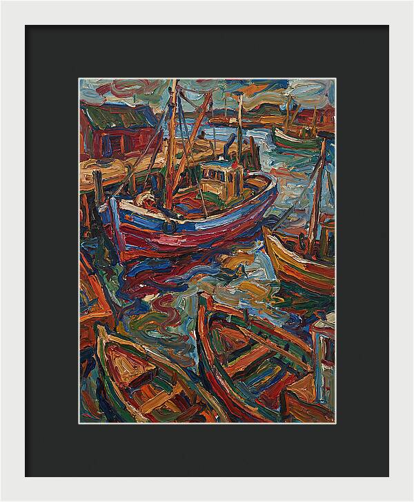 Harbor Boats In Expressionist Style