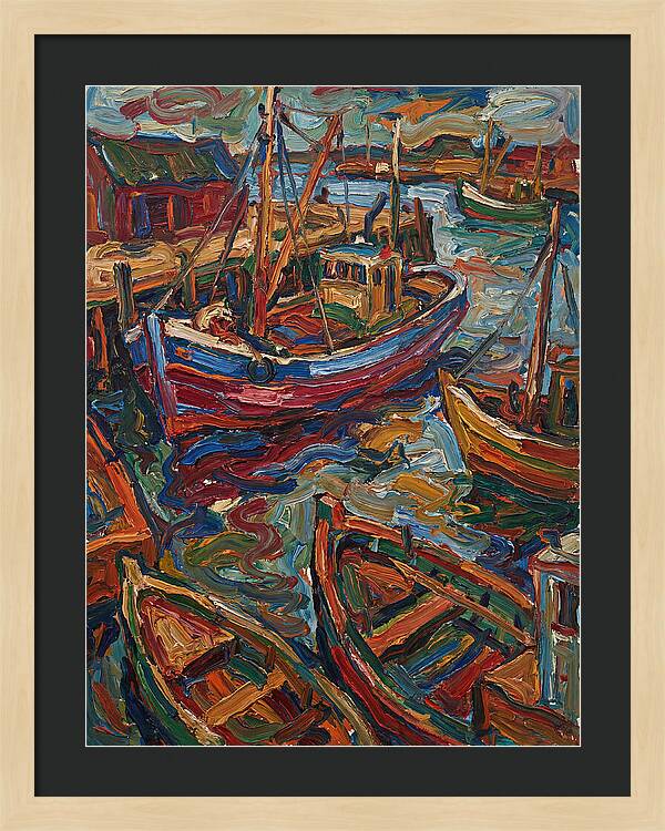 Harbor Boats In Expressionist Style