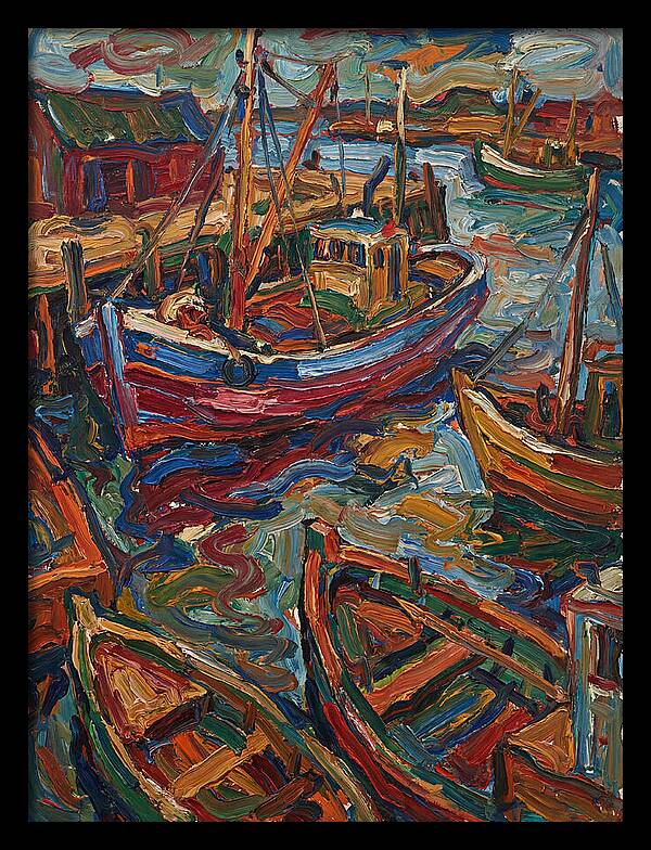 Harbor Boats In Expressionist Style