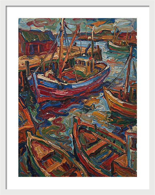 Harbor Boats In Expressionist Style