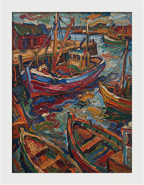 Harbor Boats In Expressionist Style
