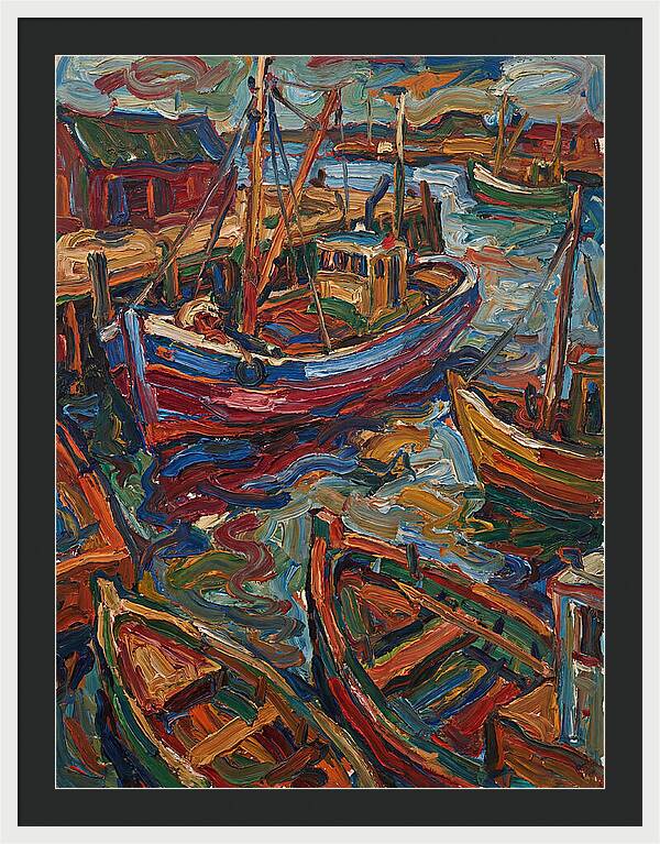Harbor Boats In Expressionist Style