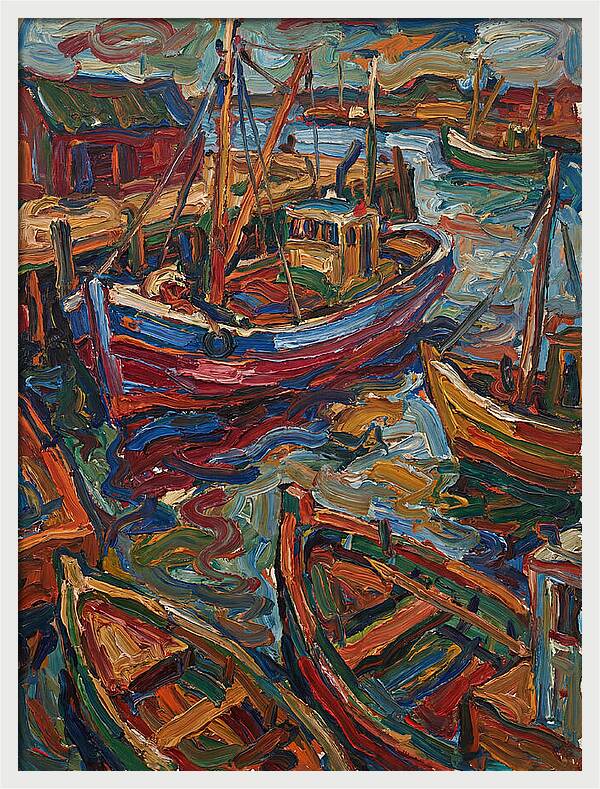 Harbor Boats In Expressionist Style