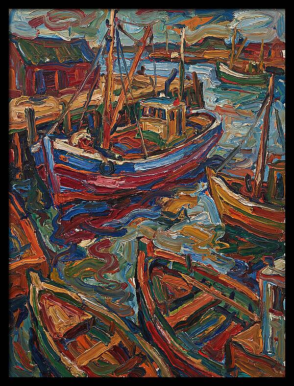 Harbor Boats In Expressionist Style
