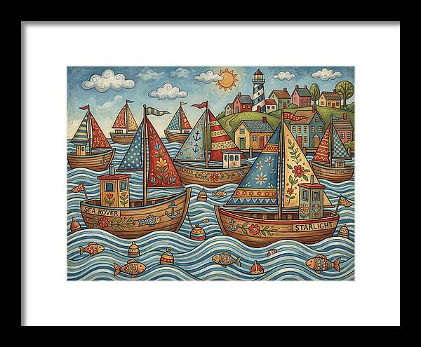 Harbor Boats In Folk Style